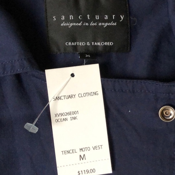 Sanctuary Moto Tencel Vest Navy Blue Medium - Picture 6 of 7